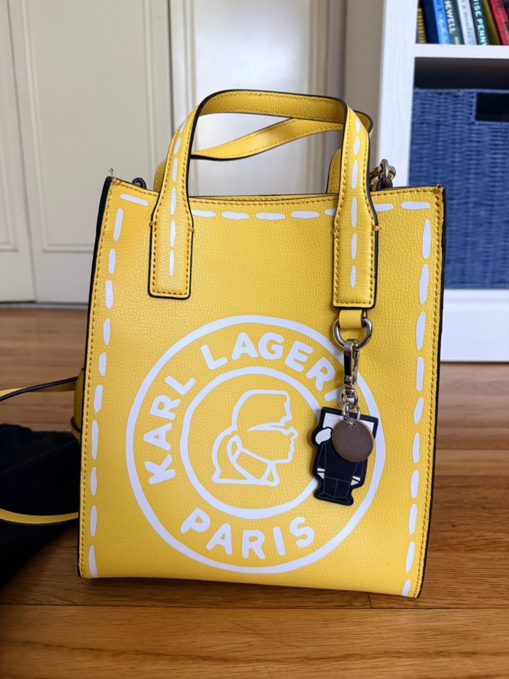 Karl Lagerfeld Yellow Logo Mini Tote with Charm